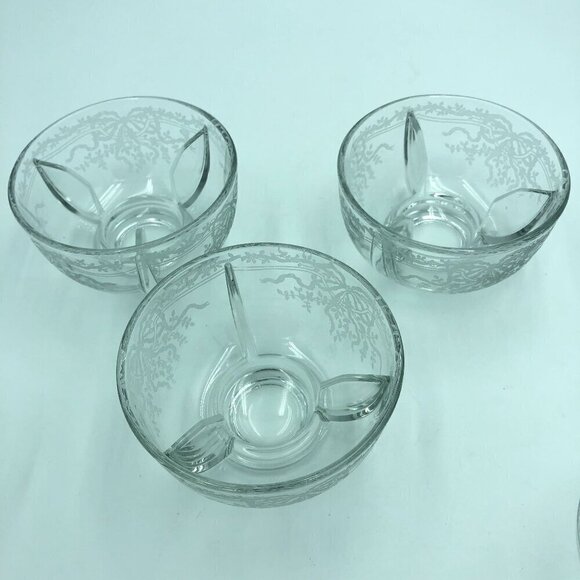 Vintage Etched Glass Fruit Cocktail Dishes - Picture 4 of 6